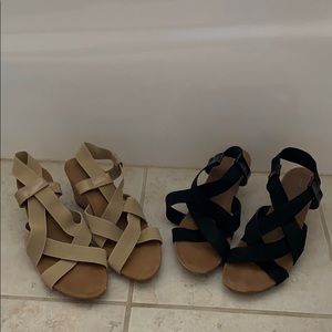 Elastic strappy wedge sandals (2 pairs)